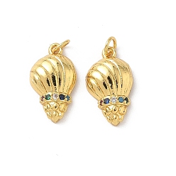 Shell Shape Латунные микро проложить кубического циркония подвески, реальный 18 k позолоченный, с целью перехода в кольце, формы раковины, 16x9x4 мм, отверстие : 2.5 мм