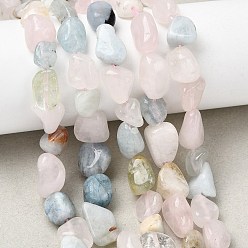 Морганит Природные морганит нитей бисера, самородки, упавший камень, 8~11x6.5~10x5.5~8.5 мм, отверстие : 1 мм, около 22~23 шт / нитка, 7.87'' (20 см)