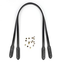 Black Imitation Leather Bag Strap, with Rivets, for Bag Replacement Accessories, Black, 72x1.3x0.3cm