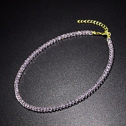 Pink Gargantillas con cuentas redondas facetadas de vidrio y cadenas terminales de aleación de zinc., dorado, rosa, 11.81 pulgada (30 cm)