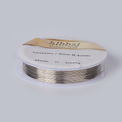 Platinum Round Copper Wire for Jewelry Making, Long-Lasting Plated, Platinum, 26 Gauge, 0.4mm, about 32.8 Feet(10m)/roll, 10 rolls/group