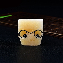 Кальцит Натуральный кальцит еж скульптура дисплей украшения, в очках, для домашнего офисного стола, 32x23x45 мм