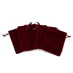Dark Red Rectangle Velvet Pouches, Gift Bags, Dark Red, 12x10cm