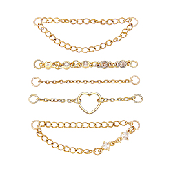 Golden 5Pcs 304 Stainless Steel Chains Links, Golden, 51~63mm