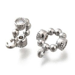 Платинированный Латунные поручни из кубического циркония с микропаве, без кадмия, без никеля и без свинца, Реальная платина, 12x9.5x3.5 мм, отверстие : 1.6 мм, внутренний диаметр: 5 мм