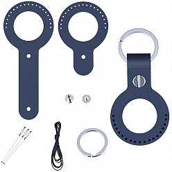 Черный Комплекты застежек-подвесок для кошельков из коровьей кожи, включая металлическое кольцо для ключей, тканевый лист, иглы, шнур, оснастки кнопки, платина, чёрные, 107x42 мм, внутренний диаметр: 25 мм