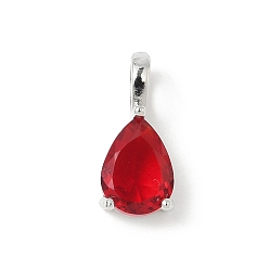 (123L) Белый крем непрозрачный блеск Латунные подвески с камнями по знаку зодиака., подвески в форме капли из одиночного кубического циркония, июль, без кадмия и без свинца, платина, огнеупорный кирпич, 14x6x5 мм, отверстие : 2.5x4 мм