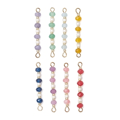 (52) Непрозрачная лаванда 8шт. 8 цвета, окрашенный натуральный малазийский нефрит, граненые рондели и соединительные подвески из бисера ручной работы, золотые, разноцветные, 34.5x4.5 мм, отверстие : 2~2.4 мм, 1 шт / цвет