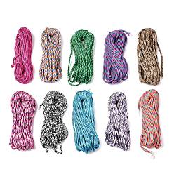 Couleur Mélangete 100m 10 couleurs 7 âmes intérieures cordes polyester et spandex, avec des motifs, pour la fabrication de bracelets en corde et de lacets de chaussures, couleur mixte, 4~5mm, 10 couleurs, 10 m / couleur, 109.36 yards / sac
