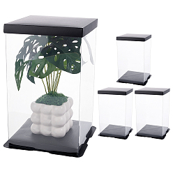 Noir 4 Ensemble de boîtes d'emballage en plastique transparent avec couvercle et fond en papier, rectangle, noir, produit fini: 19.7x19.7x29 cm