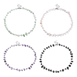 Смешанные камни Колье из бисера из натуральных смешанных драгоценных камней, украшения из платинового железа для женщин, 16-3/8 дюйм (41.5 см)