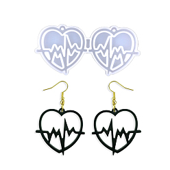 Белый Силиконовые формы для подвесок, формы для литья смолы, для уф-смолы, изготовление изделий из эпоксидной смолы, сердце с сердечным приступом, белые, 40x85x4 мм, внутренний диаметр: 25x30 мм