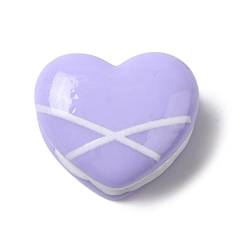 Lilas Cabochons décodés alimentaires imitation résine opaque, macaron coeur, lilas, 15x17.5x10mm