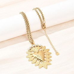 Настоящее золото 18K 304 цепочка из нержавеющей стали с подвеской в виде сердца и кристаллами горного хрусталя, ионное покрытие (ip), реальный 18 k позолоченный, 18.19 дюйм (46.2 см)