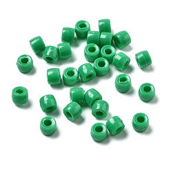 Sea Green Opaque Plastic Beads, Crow Beads, Pony Beads, Barrel, Sea Green, 6x5mm, Hole: 2.5mm, about 4545pcs/500g