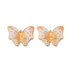 Белый 304 нержавеющей стальной эмали подвески, ионное покрытие (ip), очарование бабочки, золотые, белые, 24.5x30x2 мм, отверстие : 1.5 мм