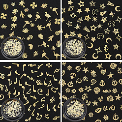 Золотой 4 коробки 4 стили латунные кабошоны, ногтей декоративные аксессуары, изготовление ювелирных украшений для ювелирных изделий diy, золотые, Около 200 шт / коробка, 1 коробка / стиль