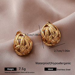 Teardrop 304 Stainless Steel Stud Earrings for Women, Golden, Teardrop, 27x27mm