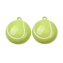 Vert Clair Pendentifs en alliage de peinture de cuisson, charmes de tennis, vert clair, 39.5x34.5x10mm, Trou: 3mm