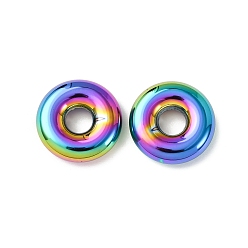 Rainbow Color 304 из нержавеющей стали европейские шарики, ионное напыление шариков с большими отверстиями (IP), пончик, Радуга цветов, 17.5x4.7 мм, отверстие : 5.5 мм