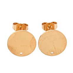 Золотой 304 Выводы серьги из нержавеющей стали шпилька, с плоской пластиной, плоско-круглые, ионное покрытие (ip), золотые, 12 мм, отверстие : 1.2 мм, штифты : 1 мм