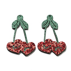 Вишня Большие кожаные подвески, с железным кольцом, коллекция ко дню святого валентина, вишня, 54.5x34.5x3.5 мм, отверстие : 1.8 мм