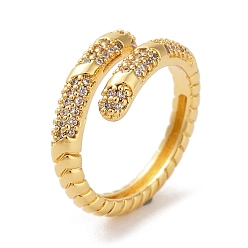 Прозрачный Открытые манжеты из латуни с фианитами, прозрачные, размер США 8 (18.1 мм)