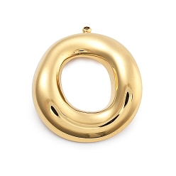 Настоящее золото 18K 304 подвески из нержавеющей стали, вакуумное покрытие pvd, кольцо очарование, реальный 18 k позолоченный, 32x28x3 мм, отверстие : 1.3 мм