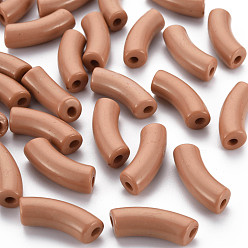 Шоколадный Непрозрачные акриловые бусины, изогнутая трубка, цвет шоколада, 36x13.5x11.5 мм, отверстие : 4 мм, Около 148 шт / 500 г