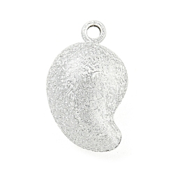 Silver Brass Bell Pendants, Magatama, Silver, 28x16.5x17mm, Hole: 3mm