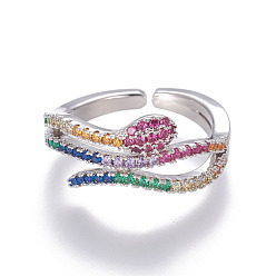 Платина Латунные кубические кольца из циркония, открытые кольца, змея, платина, Размер 6, 16 мм