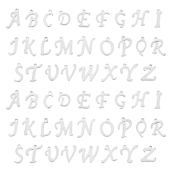 Letter A~Z 2 наборы 201 подвески из нержавеющей стали, алфавит, цвет нержавеющей стали, лазерная резка, Письмо ~ Z, 10~13x6~14x1 мм, отверстие : 1 мм, 26 шт / комплект