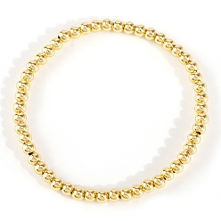 Латунь Круглые латунные бусины эластичные браслеты для женщин, 6.89 дюйм (17.5 см)