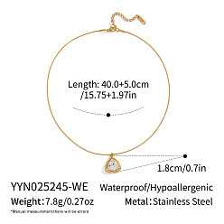 Прозрачный 304 Женские ожерелья с треугольными подвесками из нержавеющей стали и стекла, реальный 18 k позолоченный, прозрачные, 15.75 дюйм (40 см)