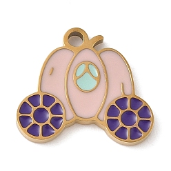 Тыква Рождественские темы 304 эмалевые подвески из нержавеющей стали, реальный 18 k позолоченный, тыква, 12x14x1.5 мм, отверстие : 1.5 мм