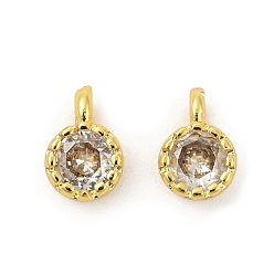 Прозрачный Кулон из циркония, одиночные каменные прелести, плоско-круглые, стойки покрытие, долговечный, золотые, прозрачные, 6.5~7x4.5~5x3 мм, отверстие : 1 мм