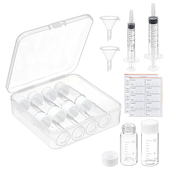 Прозрачный 10шт. трубочек со стеклянными бусинами, с 2шт. 2 стилями пластиковых дозаторов для жидкостей с тупыми иглами, 2шт. пластиковый бункер-воронка и 2 листы самоклеящихся бумажных наклеек, прозрачные, 2.2x5.4 см, Внутренний диаметр: 1.2 cm, емкость: 10 мл (0.34 жидких унций)