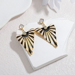 Золотой 304 треугольные серьги-гвоздики из нержавеющей стали, с эмалью и горный хрусталь, золотые, 52x31 мм