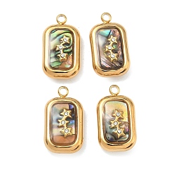 Звезда 304 из нержавеющей стали подвески оболочки, прямоугольный шарм, со стразами, звезда, 18x10x5~5.5 мм, отверстие : 1.8 мм