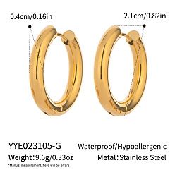 Настоящее золото 18K Серьги из 304 нержавеющей стали, реальный 18 k позолоченный, 21x4 мм