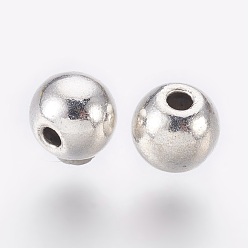 Antique Silver Tibetan Style Alloy Beads, Cadmium Free & Nickel Free & Lead Free, Round, Antique Silver, 5x4mm, Hole: 1mm
