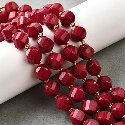 (123L) Белый крем непрозрачный блеск Нити бусин из натурального кварца окрашенные, граненые, с бисером, твист, огнеупорный кирпич, 10x9~10x9~10 мм, отверстие : 1 мм, около 33~34 шт / нитка, 15.04''~15.35'' (38.2~39 см)