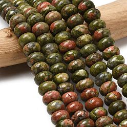 Унакит Природные Unakite бисер нитей, рондель, 10.5x6.5 мм, отверстие : 0.8 мм, около 59 шт / нитка, 14.69'' (37.3 см)