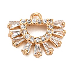 Другие Латунные микропаве прозрачные подвески с фианитом, реальный 18 k позолоченный, 12x15x3 мм, отверстие : 1.2 мм