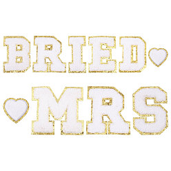 Снежный Полиэстеровые заплатки, пришить аппликации, аксессуары для костюма, для одежды, сумка брюки, буквы, снег, 49~61x28~52x2.5~3 мм, 10 шт / коробка