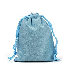 Светло-Голубой Мешки из вельветовой ткани, ювелирные сумки, рождественская вечеринка свадебные конфеты подарочные пакеты, Небесно-голубой, 9x7 см