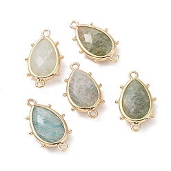 Амазонит Подвески из натурального амазонита, с позолоченными латунными петлями по краям, граненые, слеза, 24x14.5x5 мм, Отверстие : 1.2 мм & 1.4 мм