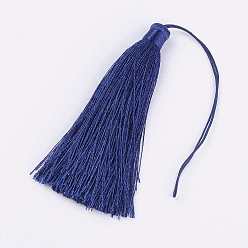 Prussian Blue Nylon Thread Tassel Big Pendant Decorations, Prussian Blue, 95x10mm