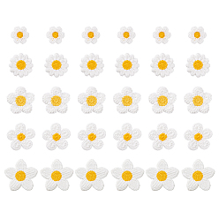 Белый 30шт 5 стили украшения аксессуары, цветы из полиэстера, связанные крючком вручную, белые, 36~65x33~68x2~3 мм, 6 шт / стиль