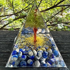 Ляпис-Лазурь Украшение дисплея смолы, с природными лазурита, для украшения дома, пирамида, 60x60x60 мм